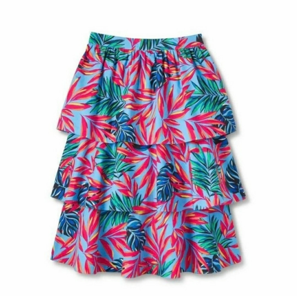 NWT Tabitha Brown x Target Tropical Print Tiered Midi Skirt Sz S